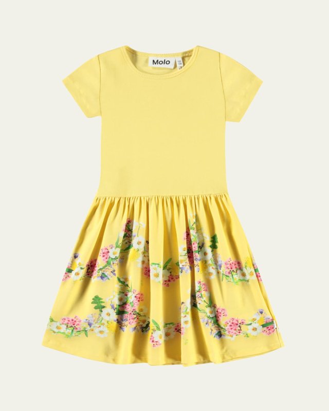 Girl's Cissa Floral-Print Combo Dress, Size 7-12